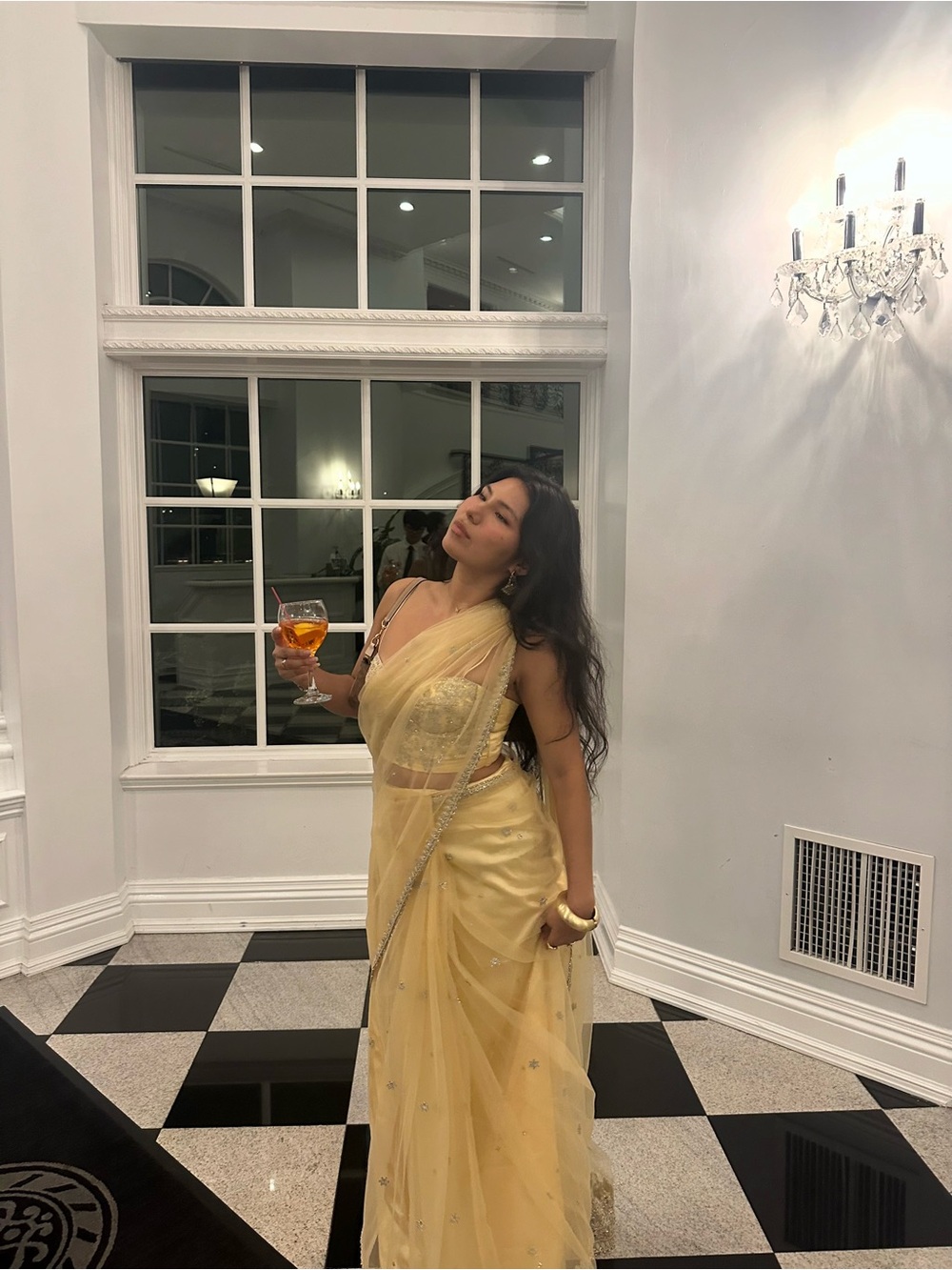 Elegant Yellow Embellished Women's Saree with Matching Blouse